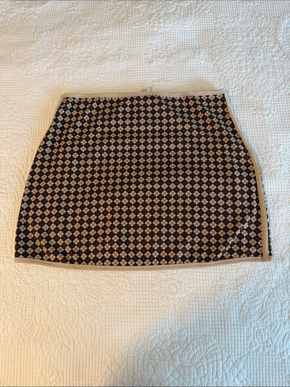 Geometric Black and Beige Knit Mini Skirt
